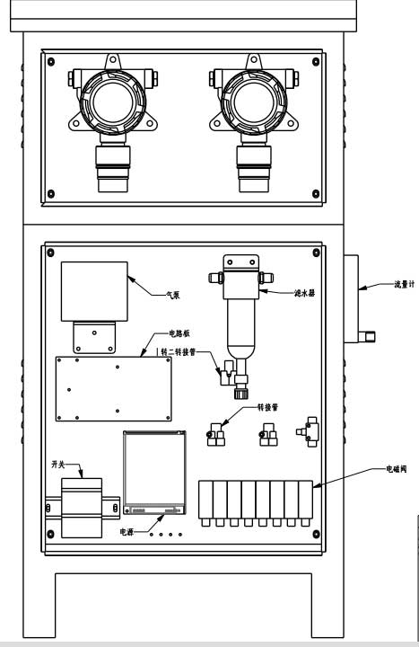 多通道泵吸式气体检测仪内部装配图
